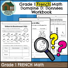 Grade 1 Données cahier (Ontario FRENCH Math Workbook)
