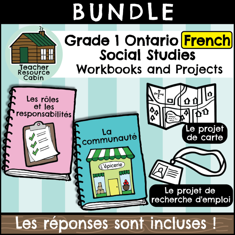 Grade 1 Ontario FRENCH Social Studies Workbook Bundle - Teacher ...