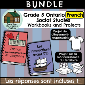 Grade 5 Ontario FRENCH Social Studies Workbook Bundle - Teacher ...
