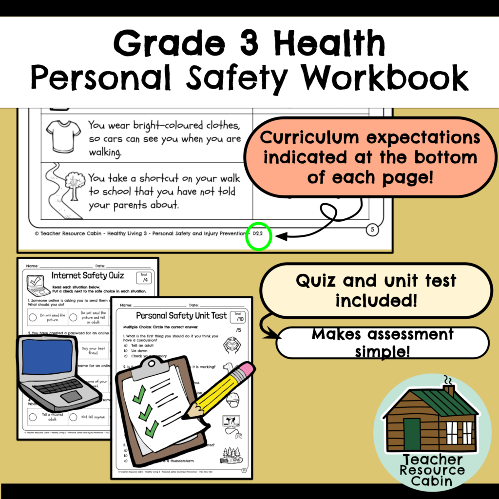 Personal Safety and Injury Prevention Workbook (Grade 3 Ontario Health ...