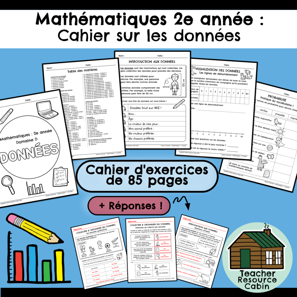 Grade 2 Données cahier (Ontario FRENCH Math Workbook) - Teacher ...