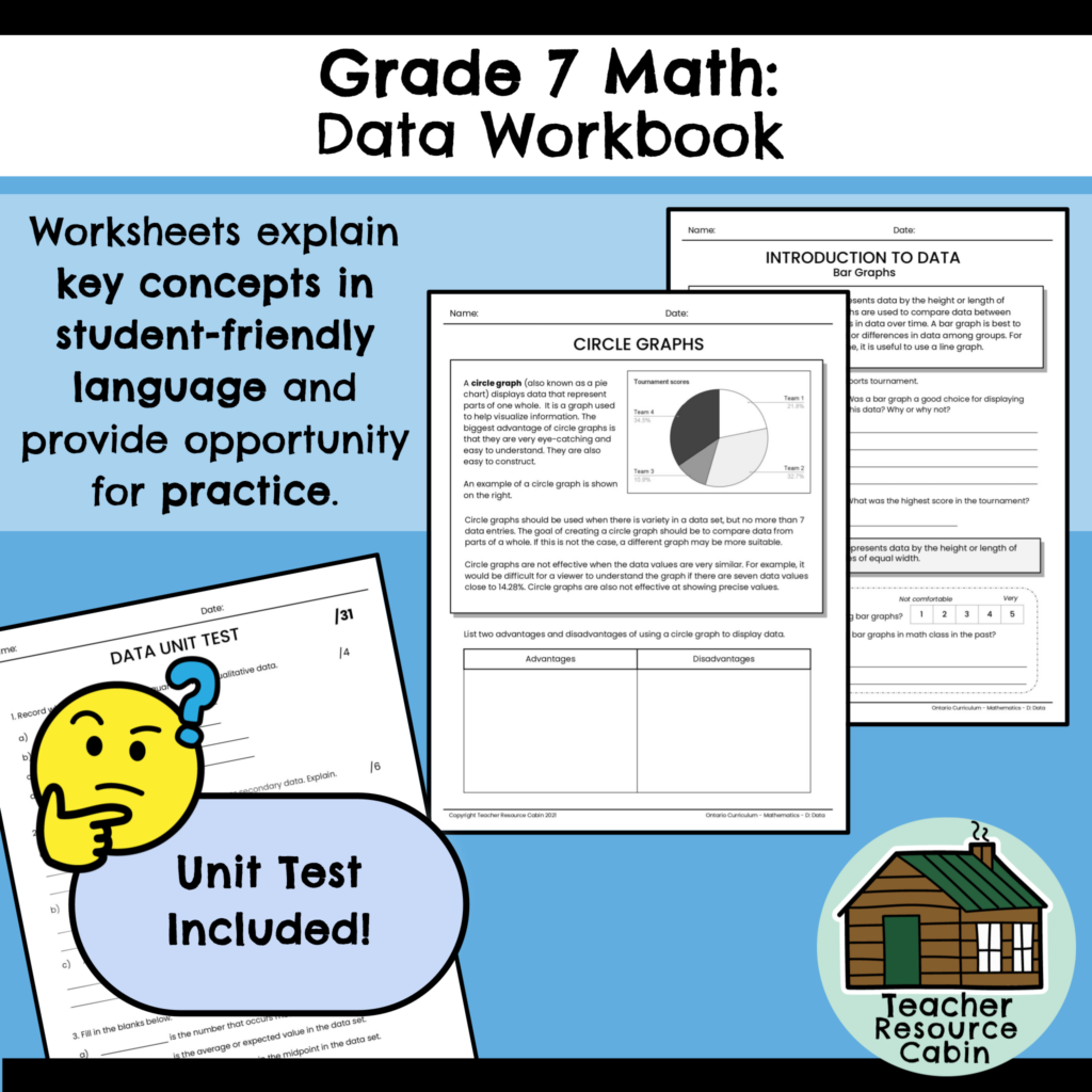 Grade 7 Data Workbook (Ontario Math) - Teacher Resource Cabin