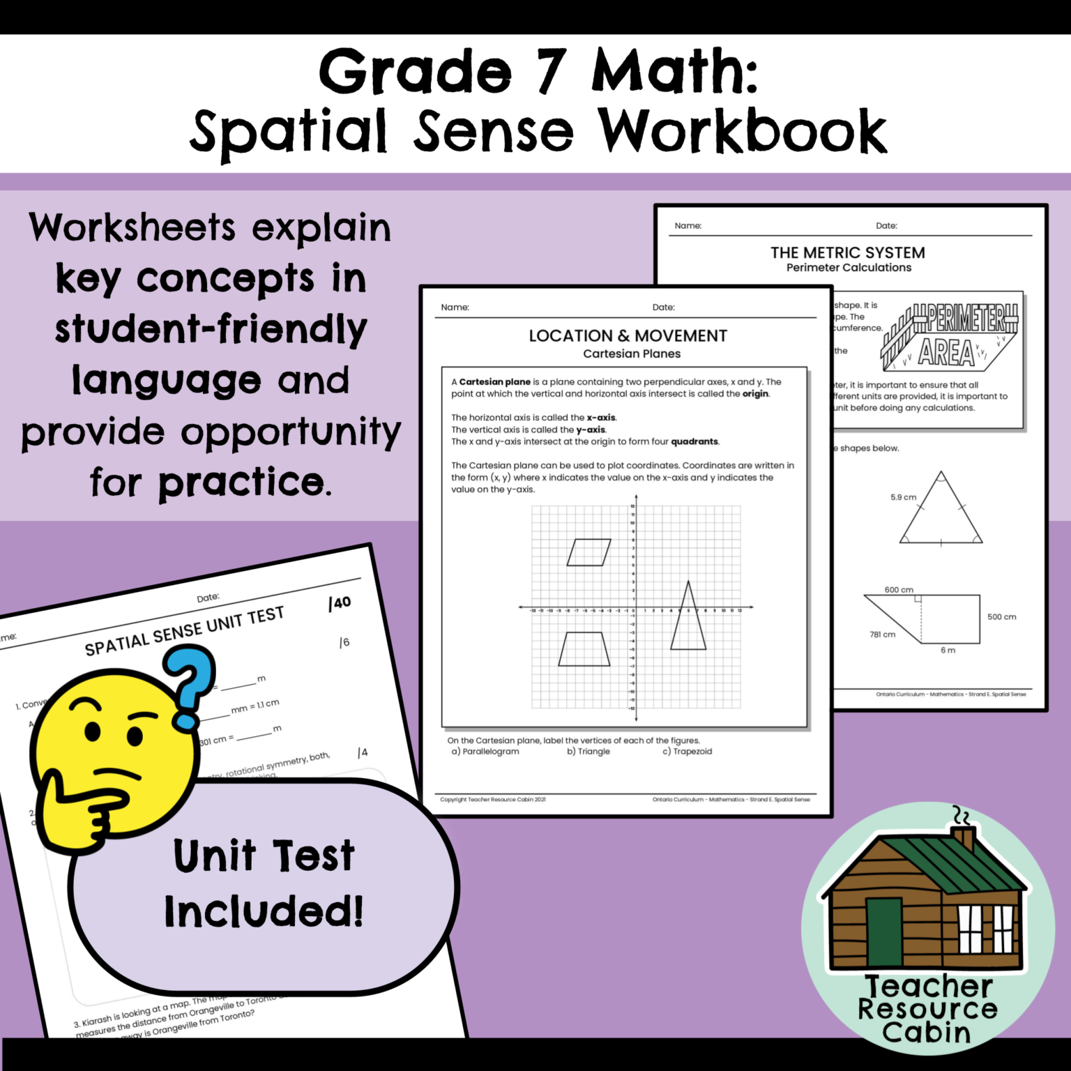 Grade 7 Spatial Sense Workbook (Ontario Math) - Teacher Resource Cabin