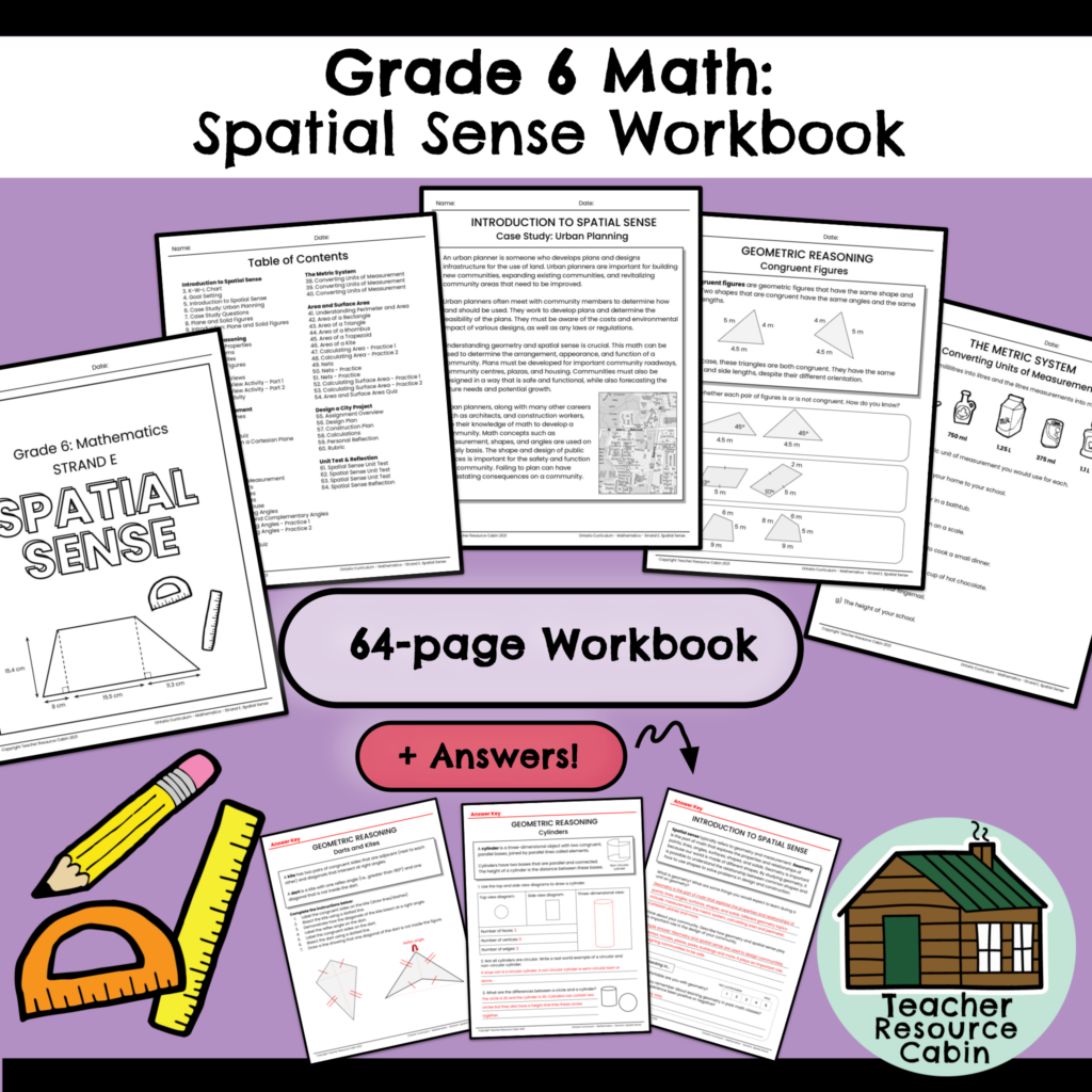 Grade 6 Spatial Sense Workbook (Ontario Math) - Teacher Resource Cabin