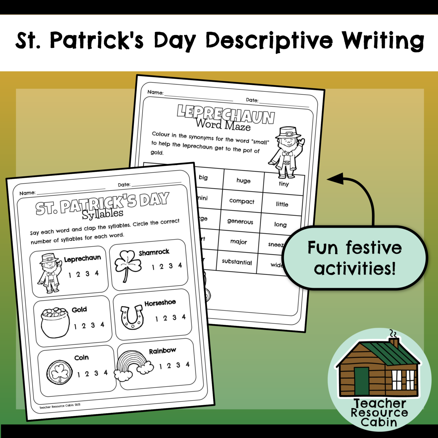 St. Patrick's Day Descriptive Writing | NO PREP (Grade 1-3 Language ...