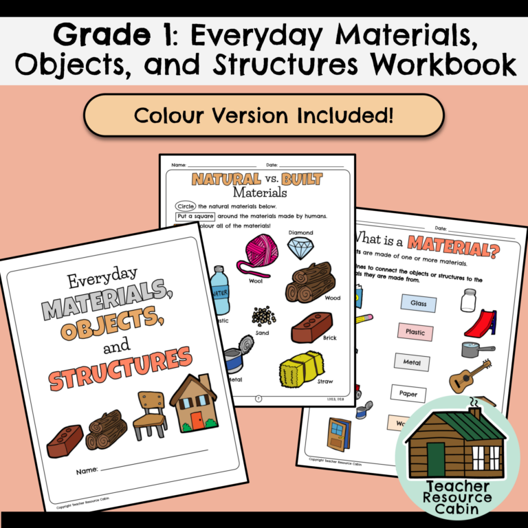 Everyday Materials, Objects, and Structures Workbook (Grade 1 Ontario ...