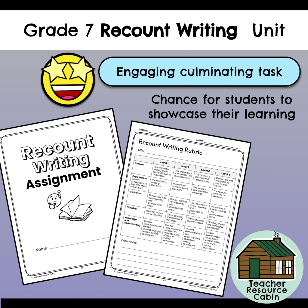Grade 7 Recount Writing Unit (Printable + Google Slides™) - Teacher ...