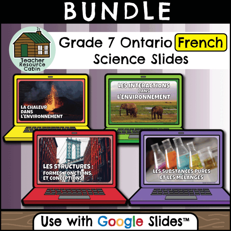 Grade 7 Ontario FRENCH Science for Google Slides™ - Teacher Resource Cabin