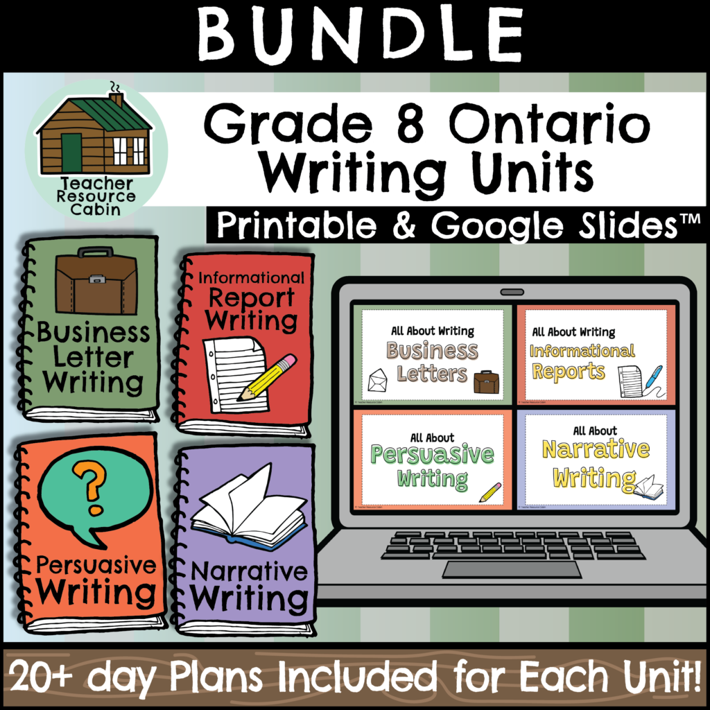Grade 8 Narrative Writing Unit (Printable + Google Slides™) - Teacher ...