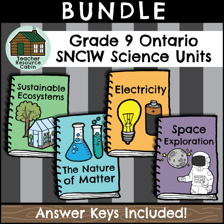 Grade 9 Science SNC1W Workbook Bundle - Teacher Resource Cabin