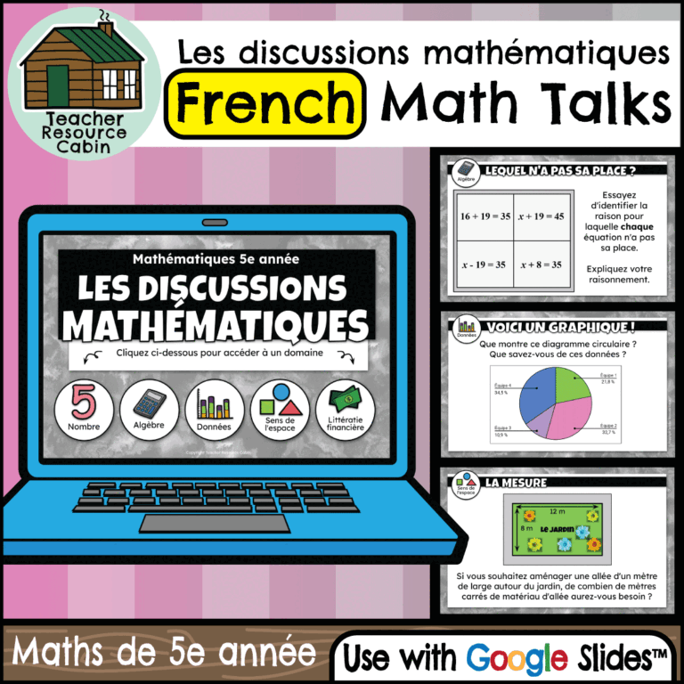Grade 5 FRENCH MATH TALKS for Google Slides™ - Teacher Resource Cabin