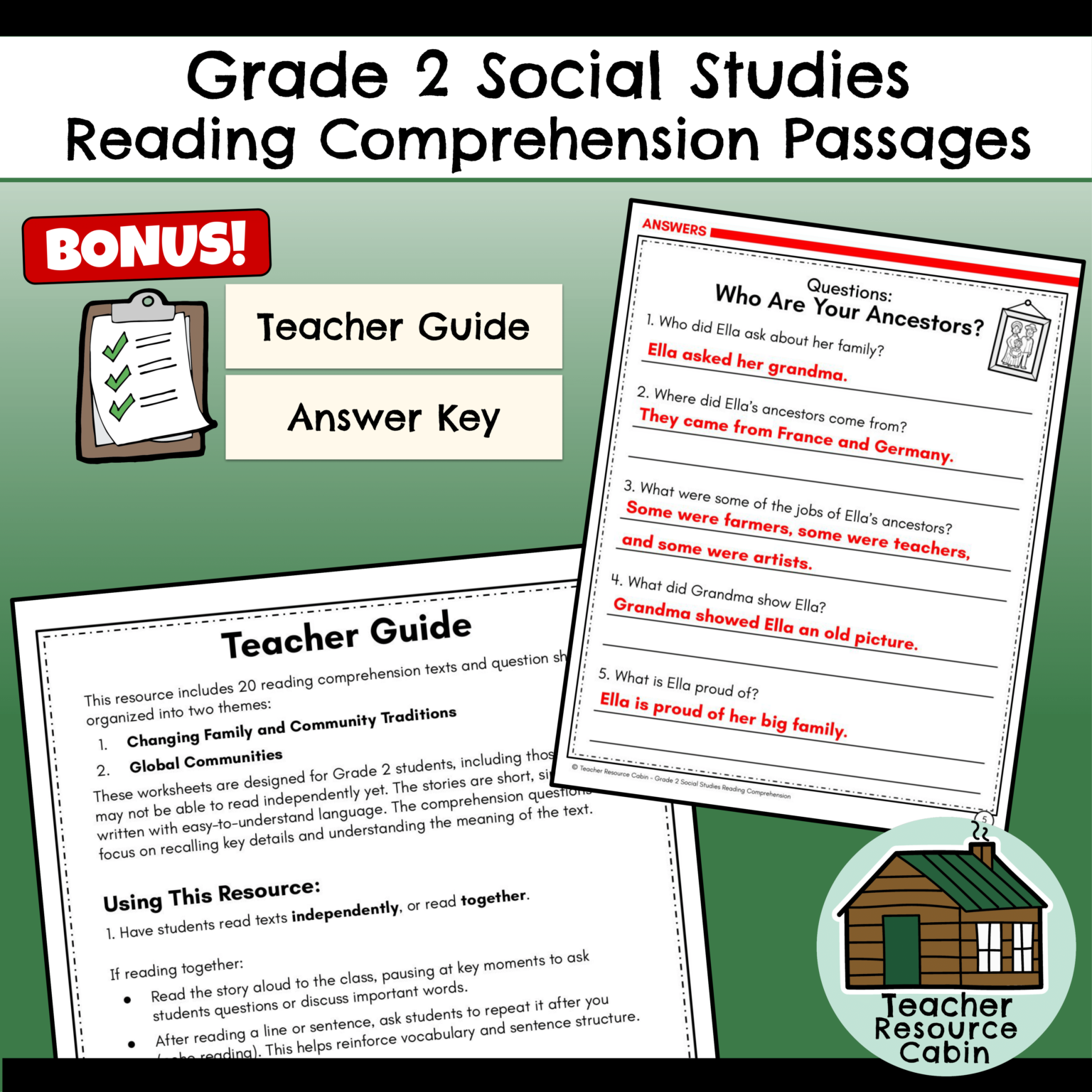 Grade 2 Social Studies Reading Comprehension Passages and Questions ...
