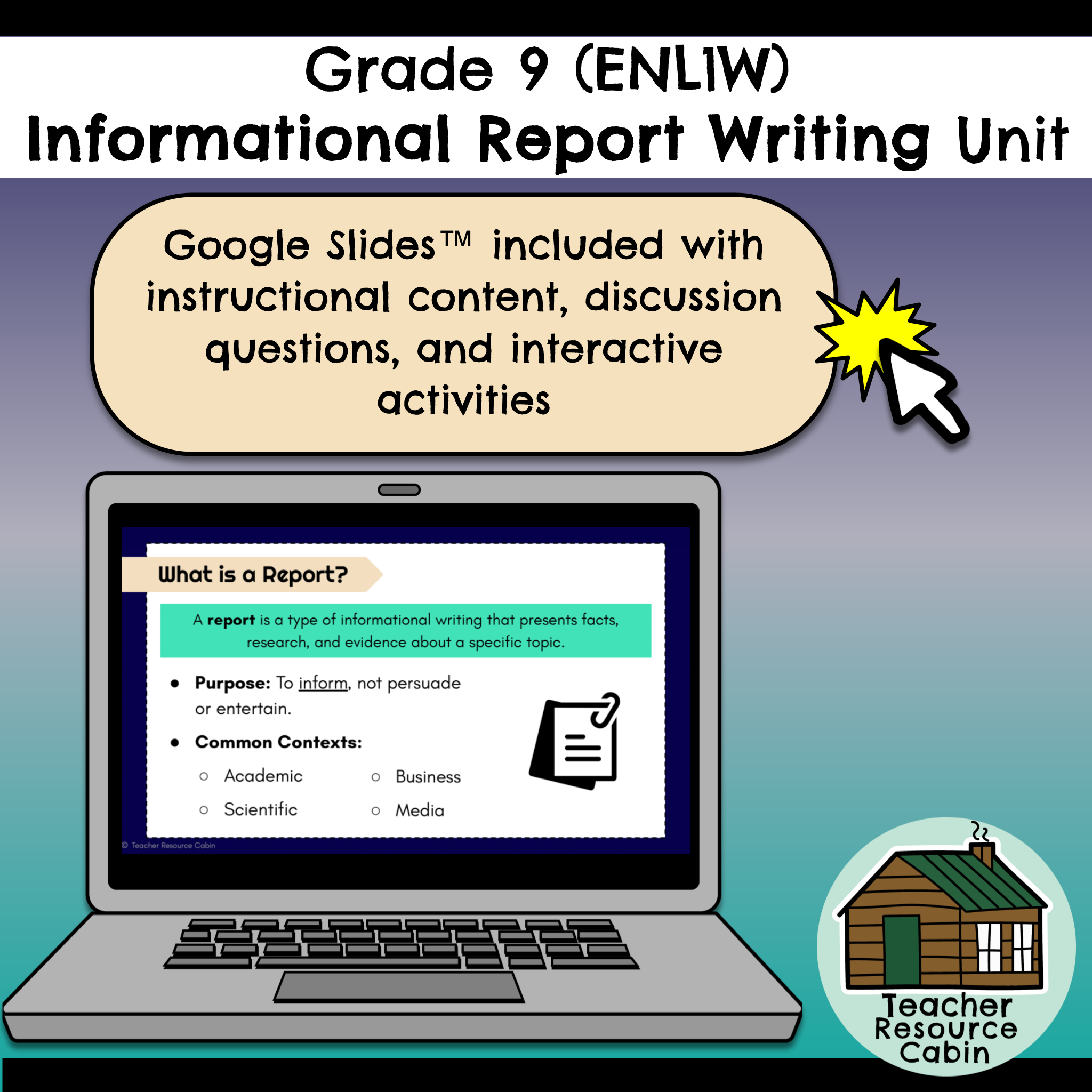 Informational Report Unit - Grade 9 English ENL1W (Printable + Google ...