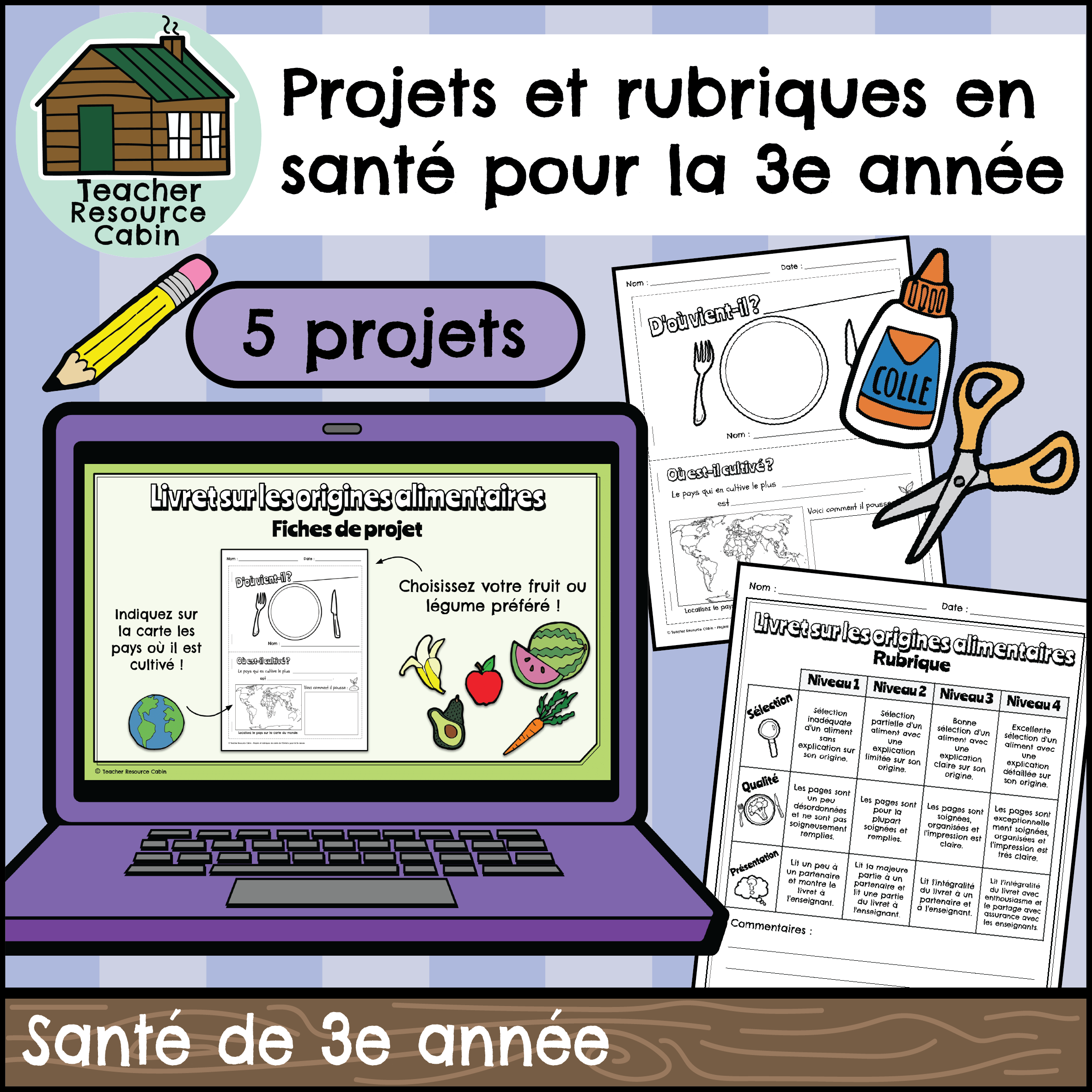 Grade 3 FRENCH Health Projects and Rubrics - Includes Google Slides ...