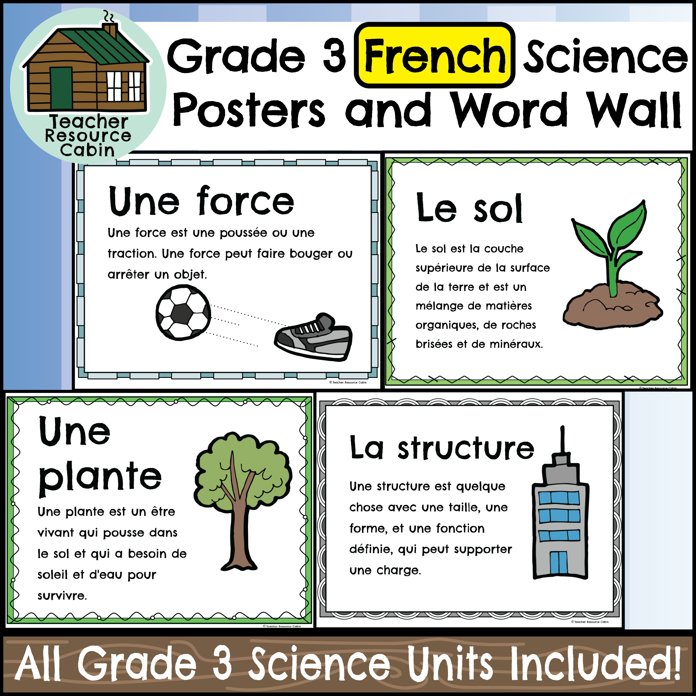 Grade 3 FRENCH SCIENCE Word Wall and Posters - Teacher Resource Cabin