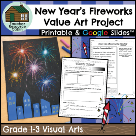 New Year's Firework Art Project - Value (Grade 1-3 Visual Arts)