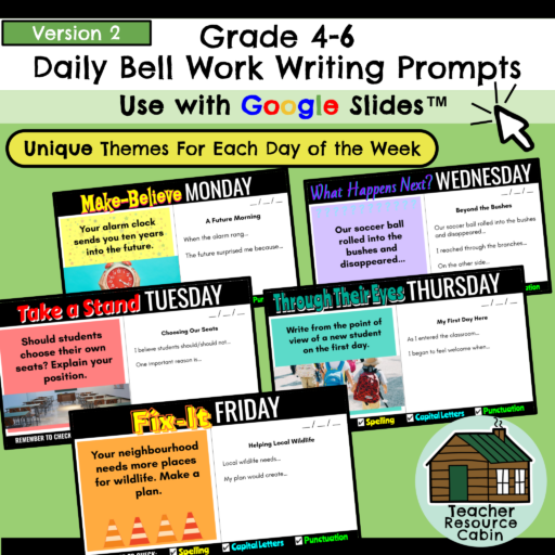 200 Daily Bell Work Writing Prompts VERSION 2 (Grades 4-6)