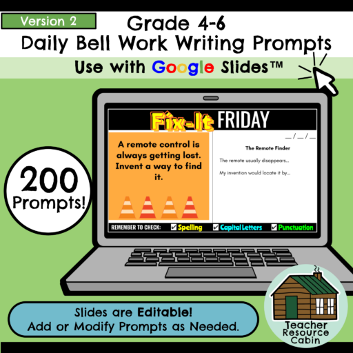 200 Daily Bell Work Writing Prompts VERSION 2 (Grades 4-6)